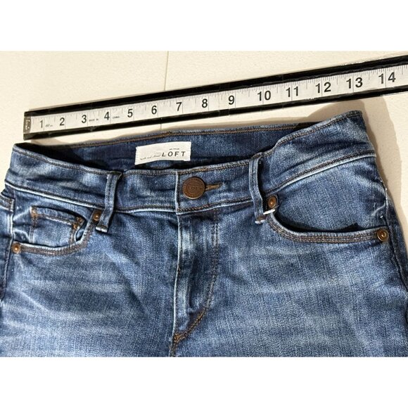 LOFT Modern Straight Mid Rise Stretch Dark Wash Jeans | Size 2 / 26 - Picture 6 of 10